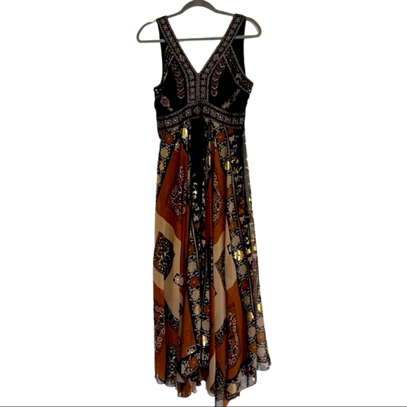 NWT Anthropologie Maxi Dress w embellished velvet - Picture 1 of 8